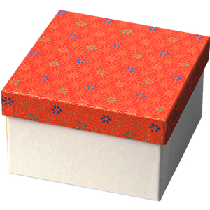 発送できる箱 梱包材 宅配サイズ60 商品No.55429 貼り箱 和柄 赤 115×115×70