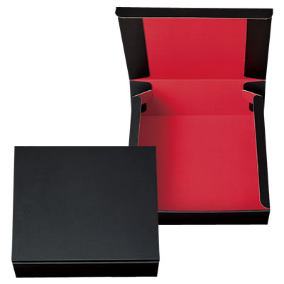 発送できる箱 梱包材 宅配サイズ80 商品No.55516 ケースN式 黒×赤 304×270×93